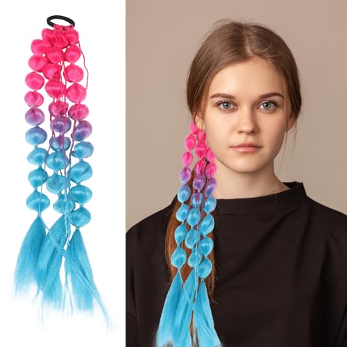 Ipetboom Bubble-Pferdeschwanz-Perücke 1 Stück Synthetische Geflochtene Extensions Mit Haargummis 23 6 Zoll Farbiges Haarband Haarteile Für Frauen Und Mädchen Mehrfarbig von Ipetboom
