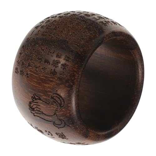 Ipetboom Buddhistischer Holz Fingerring mit Tigerstreifenmuster Verziert mit Prajnaparamita Leichter Schmuck für Männer und Frauen Handgefertigter Holzring für Alltag und von Ipetboom