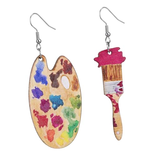 Ipetboom Bunte Art Ohrringe Damen Holz Drop Earrings Baumelnde Kunst Schmuck Leicht Hautfreundlich Langlebig für Geburtstag Valentinstag von Ipetboom
