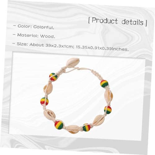 Ipetboom Bunte Handgefertigte Fußkette Holzperlen und Muscheln Gestrickt Boho Schmuck für Damen Geeignet für Strand Party und Alltag Modisches Accessoire für Frauen von Ipetboom
