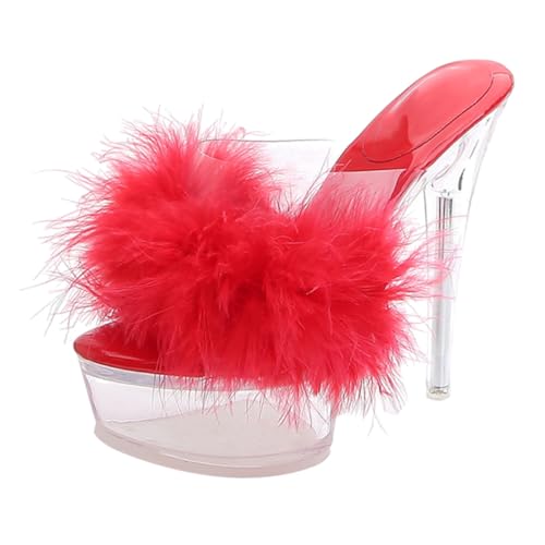 Ipetboom Chic Damen High Heels Sandalen mit Transparentem PVC Sohlen Design Hoher Dünner Absatz Leichte und Atmungsaktive Sommer Schuhe für Festliche Anlässe und Auftritte von Ipetboom