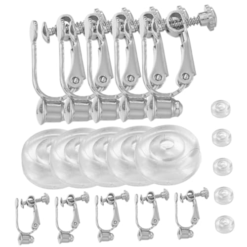 Ipetboom Clip Ohrring Teilig Schmerzfreie Ohrclips für Piercing DIY Ohrschmuck Zubehör mit Transparenten Silikonpolstern Rostfrei und Hautfreundlich für Damen und Mädchen von Ipetboom