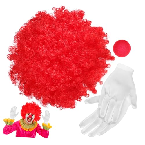 Ipetboom Clown Perücke Mit Nase Und Handschuhe Für Cosplay Party Karneval Bühnenshow Verkleidungsrequisiten von Ipetboom