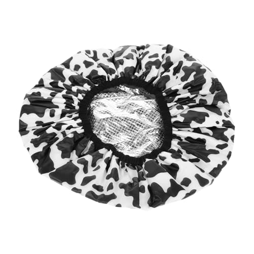 Ipetboom Cow Print Duschhaube Für Damen Wiederverwendbare Wasserdichte Haarschutzhaube Mit Elastischem Bund Für Bad Und Haarbehandlungen Für Lange Haare Selbstheizend Schwarz-weiß von Ipetboom