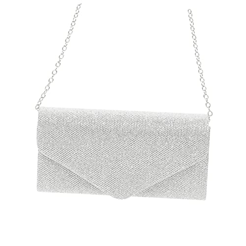 Ipetboom Damen Abendtasche Clutch mit Kette Silberfarbene Handtasche für Hochzeit Party Kleine Umhängetasche mit Modischem Design und Feiner Verarbeitung Geschenkidee für Festliche Anlässe von Ipetboom