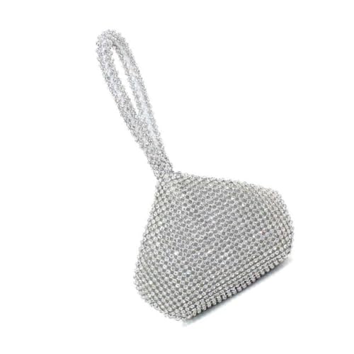 Ipetboom Damen Abendtasche mit Silbernen Vollrhinestones Dreieck Design Kleine Umhängetasche für Hochzeit Party Prom und Festliche Anlässe Modische Clutch für Damen von Ipetboom