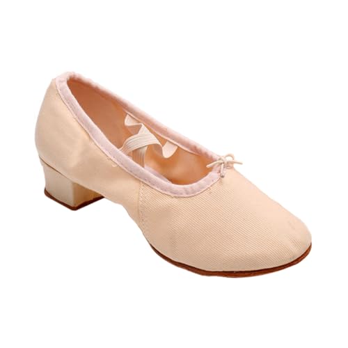 Ipetboom Damen Ballett Tanzschuhe mit Niedrigem Absatz rutschfeste Sohle Elastischem Gummiband Leichte Leinwand Geeignet für Yoga Volkstanz Jazz und Bühnenauftritte Farbe Apricot von Ipetboom