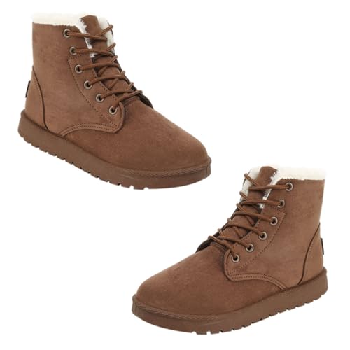 Ipetboom Damen Boots Kurzschaft Gefüttert Warme Baumwollstiefel Rutsch Schnürstiefel Stylische Winterschuhe Komfortable Freizeitboots für Alltag und Winter von Ipetboom