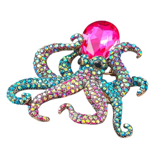 Ipetboom Oktopus Brosche Mit Strass Intarsien Revers Pin Für Kleidung Schals Und Hüte Damen Schmuck Broschennadel Brosche Für Damenbekleidung von Ipetboom