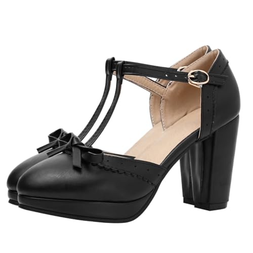 Ipetboom Damen Chunky Heel Sandalen mit Schleife Hohe Sommer Schuhe Bequeme Atmungsaktive Modische Absatzschuhe für Freizeit und Alltag Schwarze von Ipetboom