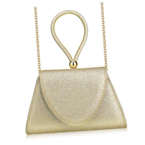 Ipetboom Damen Clutch Purse mit Magnetverschluss Leichte Abendtasche mit Großem Fassungsvermögen Stilvolle Tote Bag für Party und Alltag Goldfarbenes Polyester Design von Ipetboom