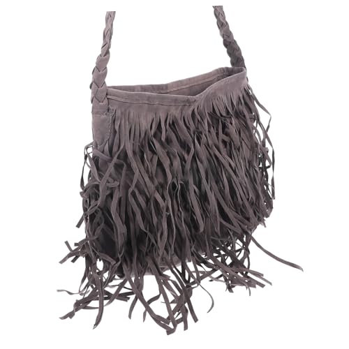Ipetboom Damen Crossbody Bag mit Fransen Handgefertigte Tassel Schultertasche Lederoptik Vintage Tote Bag Umhängetasche für Alltag und Büro Leicht und Robust von Ipetboom