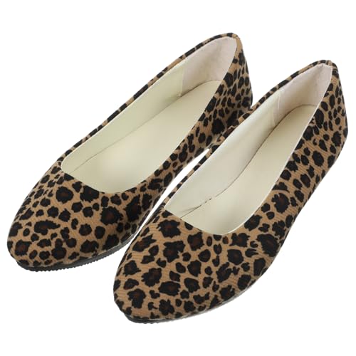 Ipetboom Damen Flache Spitzschuhe Leopardenmuster Modisch Komfortabel Atmungsaktiv Freizeit Schuhe Braun von Ipetboom