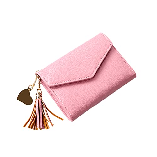Ipetboom Damen Geldbörse Multifunktionale Geldbörse mit Quastenanhänger für Karten und Bargeld Hellrosa von Ipetboom