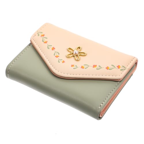 Ipetboom Damen Geldbörse mit Modischem Blumenmuster Kleines PU Portemonnaie Leichtes Dreifach Gefaltetes Kurzgeldbörse Praktisch für Karten Münzen und Banknoten als von Ipetboom