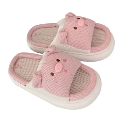 Ipetboom Damen Hausschuhe Baumwolle Leinen Slipper mit Weicher Dicker Sohle Rutschfest Ganzjährig Tragbar Bequeme Schlafzimmer Wohnbereich Schuhe Niedliche Home Slippers von Ipetboom