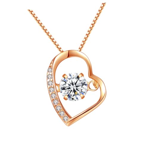 Ipetboom Damen Herz Halskette Silber mit Zirkonia Anhänger Roségold Feine Verarbeitung Langlebig Vielseitig Tragbar für Party Alltag für Frauen und Mädchen von Ipetboom