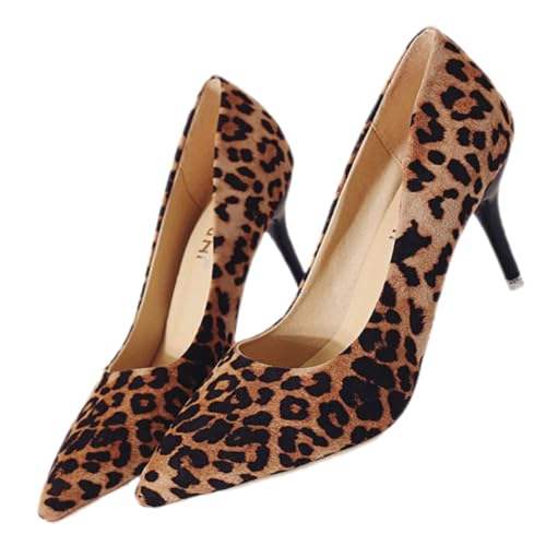 Ipetboom Damen High Heels Leopard Pumps Spitze Zehen Single Schuhe Stylische Stöckelschuhe für Party Büro Casual Attraktives Design Trendige Damenschuhe von Ipetboom