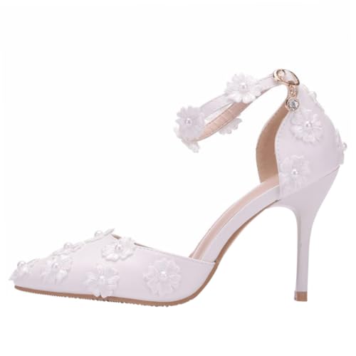 Ipetboom Damen High Heels Sandalen mit Spitzem Zehenbereich Rutschfeste Verschleißfeste Brautschuhe mit Dünnem Absatz Weiße Hochzeitsschuhe für Stilbewusste Frauen von Ipetboom