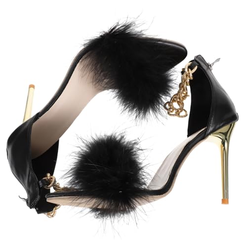 Ipetboom Damen High Heels Sandaletten mit Offenem Zehenbereich Ultrahohem Dünnem Absatz Pumps für Party Arbeit und Festliche Anlässe Stilvoll Kombinierbar Schwarz von Ipetboom