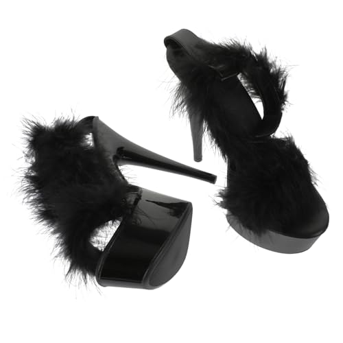 Ipetboom Damen High Heels Sandaletten mit Rutschfester Sohle Langlebiges Material Superhoher Absatz Plateau Design Sommer Schuhe für Frauen Schwarz von Ipetboom