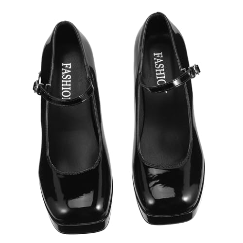 Ipetboom Damen High Heels aus hochwertigem Material Modische Pumps mit breitem Absatz Eleganter Damenschuh für Alltag und Party Schwarze Damenschuhe Langlebig und Stilvoll von Ipetboom