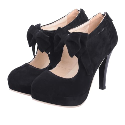 Ipetboom Damen High Heels mit Schleifen Design Runde Zehen Stabile Absätze rutschfeste Gummisohle Sommerschuhe für Frühling und Sommer Pumps für Alltag und Party von Ipetboom