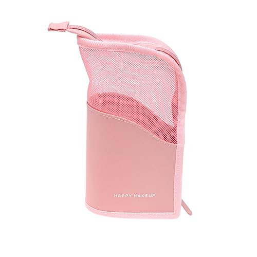 Ipetboom Reise-Kosmetiktasche Reisekosmetiktasche Make-up Pinsel Make-up-Taschen tragbare Kosmetiktasche Reise-Make-up-Pinselhalter verdreifachen Rolltasche Frau Rosa von Ipetboom