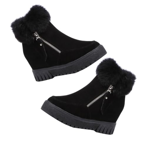 Ipetboom Damen Kurzstiefel mit Warmem Futter Rutschfeste Winterboots mit Dicker Sohle Modische Casual Schuhe für Herbst und Winter Schwarz von Ipetboom