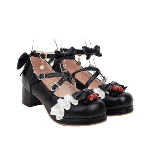 Ipetboom Damen Lederschuhe mit Mittlerem Absatz Schleifen Atmungsaktiv und rutschfest Vielseitig Kombinierbar für Frühling Sommer Herbst und Winter Eleganter Komfort für Alltag und Party von Ipetboom