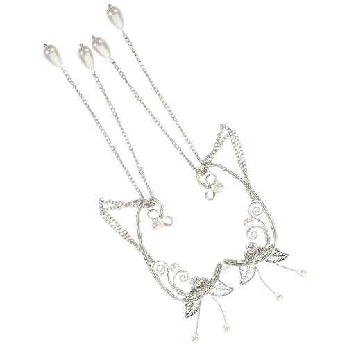 Ipetboom Damen Ohrclips Ohrmanschette mit Perlen und Blattdesign nicht Piercings Ohrstulpen mit Quasten Langlebige Schmuckstücke für Mädchen Geschenkidee für Geburtstag und Feierlichkeiten von Ipetboom