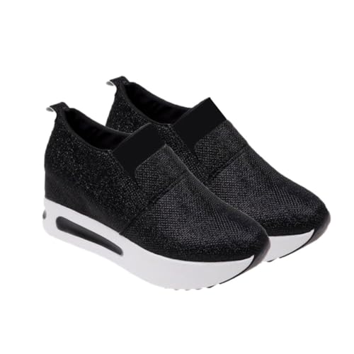 Ipetboom Damen One Step Schuhe mit Dicker Sohle Atmungsaktive Leichte Freizeit Sneaker Bequeme Slipper für Alltag Büro Reisen und Sport rutschfest und Vielseitig Schwarz von Ipetboom