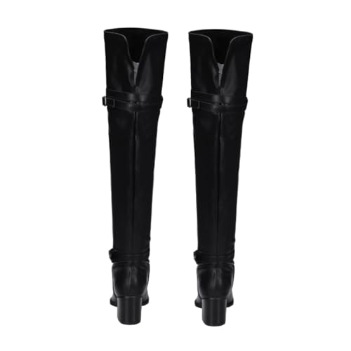 Ipetboom Damen Overknee Stiefel mit Dickem Absatz Winter Herbst Warme Hohe Stiefel Rutschfeste Gummisohle Komfortabel und Modisch Schwarz von Ipetboom