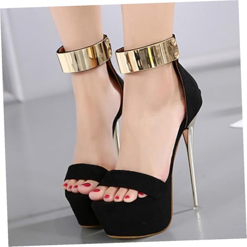 Ipetboom Damen Sandalen Schwarz Hochhackige Sommer Schuhe mit Dünnem Absatz Rutschfeste Sohle Wasserdichte Plateau Sandaletten für Strand und Freizeit von Ipetboom