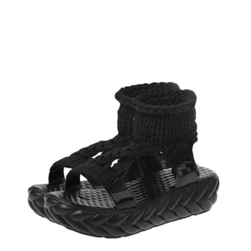 Ipetboom Damen Sandalen Sommer PU Sohle Komfortabel Rutschfest Leicht Ausziehbar Modisch Für Alltag und Studenten Schwarz von Ipetboom