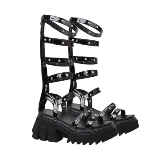 Ipetboom Damen Sandalen Sommer Schwarz Lackleder Plateau Keilabsatz Römisch Offene Zehen Anti rutsch Thick Bottom Schuhe Komfortabel Modisch Ipetboom Damen Sandalen Sommer Schwarz Lackleder Plateau Keilabsatz Römisch Offene Zehen Anti rutsch Thick Bottom Schuhe Komfortabel Modisch von Ipetboom