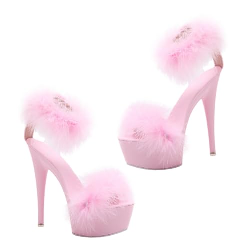 Ipetboom Damen Sandaletten mit Hohem Absatz Wasserdichte Plateau Sommersandalen Rutschfeste Sohle Modisch und Langlebig für Sommer und Party Rosa von Ipetboom