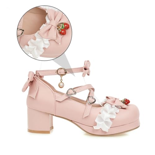 Ipetboom Damen Single Schuhe mit Schleifenverzierung Mittelhoher Absatz Atmungsaktiv und rutschfest Vielseitig für Jahreszeiten Modisch und Komfortabel von Ipetboom