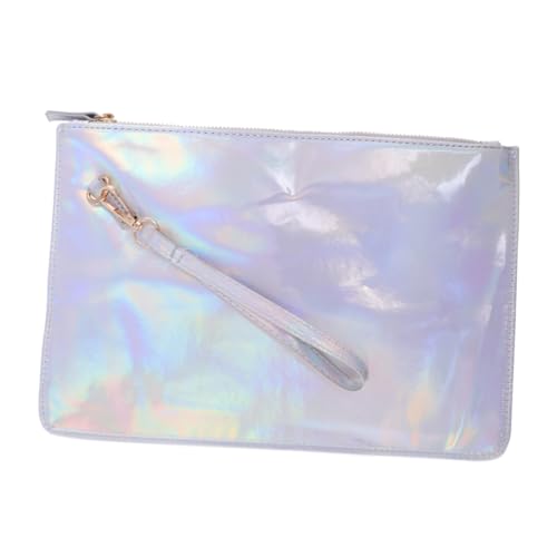 Ipetboom Damen Spiegel PU Envelop Tasche Schillerndes Aufbewahrungspaket Modische Umhängetasche für Alltag und Party Kompakt Langlebig und Vielseitig Einsetzbar in Weiß von Ipetboom