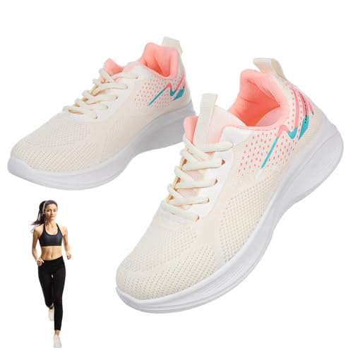 Ipetboom Damen Sportschuhe Atmungsaktive Gym Sneaker mit Rutschfester Sohle Leichtes Mesh Material Komfortabler Sitz Freizeit und Fitness Schuhe Weiß von Ipetboom