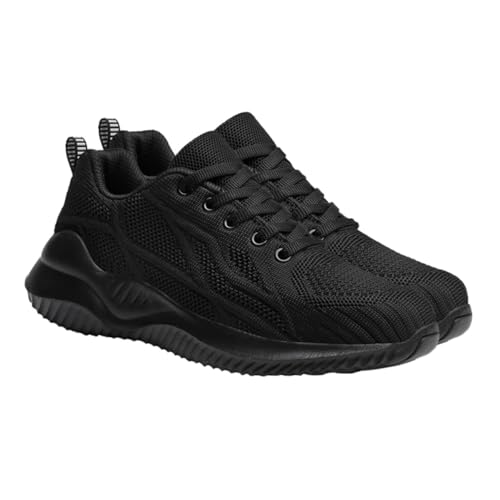 Ipetboom Damen Sportschuhe Laufschuhe Atmungsaktive Sneaker mit Stabiler Fersenkappe für Laufen Gehen und Freizeit Leichte Elastische Schwarze Freizeitschuhe von Ipetboom