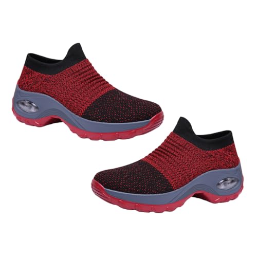 Ipetboom Damen Sportschuhe mit Dicker Sohle Atmungsaktive Freizeitschuhe für Frauen rutschfeste Leichte Walking Schuhe Slip Design für Alltag und Sport von Ipetboom