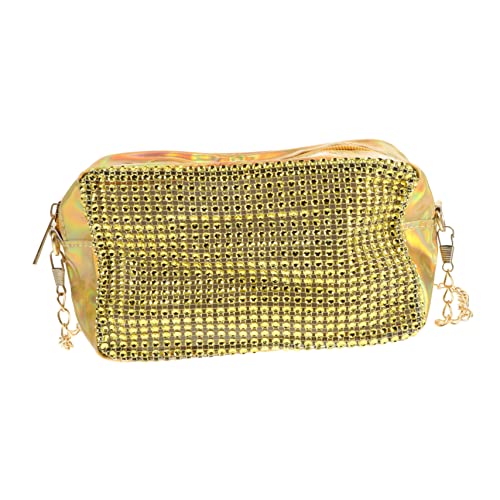 Ipetboom Damen Umhängetasche mit Funkelnden Flash Drill Details Kompakte Crossbody Kamera Tasche in Gold Modisch Langlebig und Vielseitig für Alltag Arbeit und Shopping Geeignet von Ipetboom