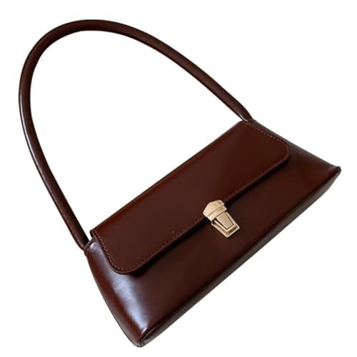 Ipetboom Damen Vintage Umhängetasche PU Handtasche Modisch Vielseitig Einsetzbar Kleine Schultertasche Griffig Passend für Alltag und Büro in Dunkelbraun von Ipetboom
