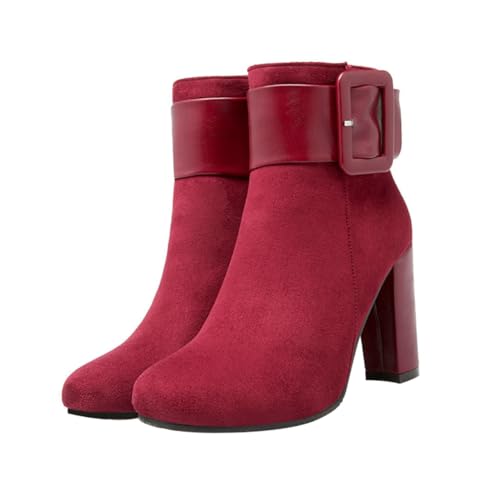 Ipetboom Damen Winter Ankle Boots Kurzstiefel mit Chunky High Heels Rutschfest Warm Komfortabel für Herbst und Winter von Ipetboom