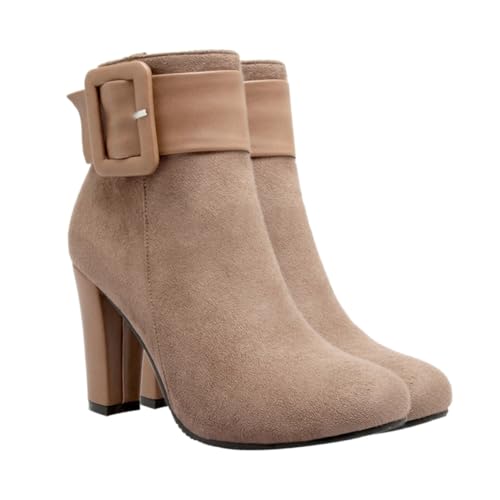 Ipetboom Damen Winter Stiefeletten Kurzschaft Chunky High Heels Ankle Boots Komfortabel Elegant Warm Gefüttert Modisch Für Herbst Party und Alltag von Ipetboom