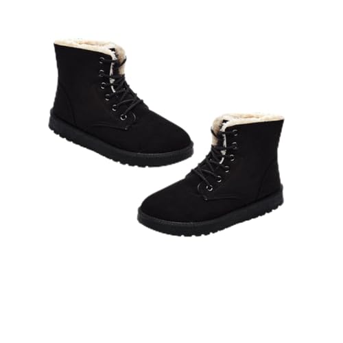 Ipetboom Damen Winterstiefel Kurzschaft Warm Gefütterte Schneestiefel Flachsohle Rutschfest Baumwollstiefel Komfortabel Alltagsschuh Schwarz von Ipetboom