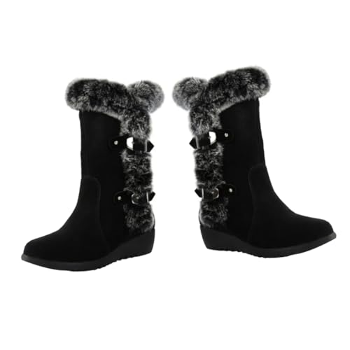 Ipetboom Damen Winterstiefel Mittelhoch mit Plüschfutter Winddicht und Warm Modisch Schlichtes Design Weiche Innenausstattung für Kalte Wintertage von Ipetboom