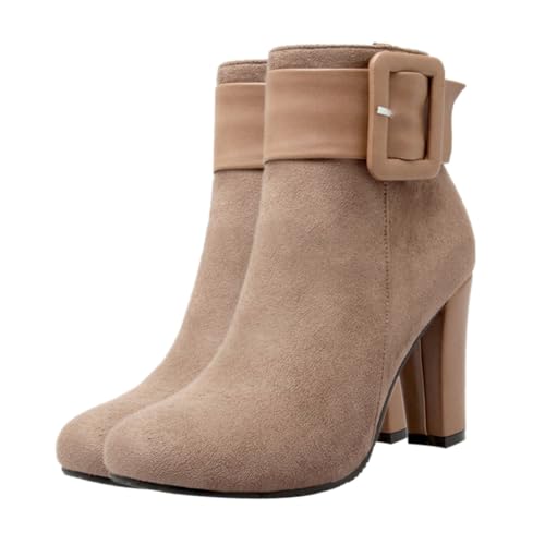 Ipetboom Damen Winterstiefeletten mit Chunky High Heels Kurze Stiefel aus Hochwertigem Material Elegant und Geeignet für Freizeit und Party von Ipetboom