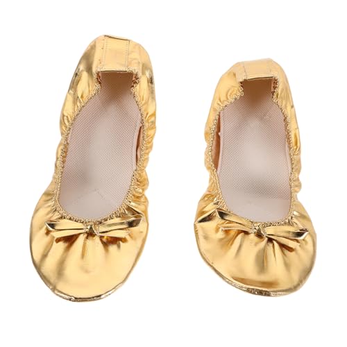 Ipetboom Dance Slippers für Frauen Goldene Weiche Split Sole Ballettschuhe mit Hoher Elastizität und Stoßdämpfung Leichte Tanzschuhe für Yoga Ballett und Bauchtanz Kompakt und Tragbar von Ipetboom